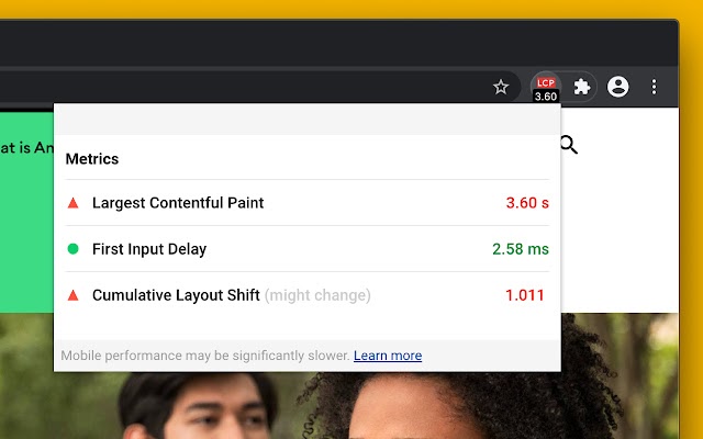 When browsing with Chrome, use the Web Vitals extension to see CWV results for any page.
